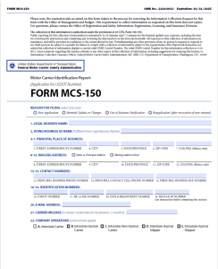 MCS-150 Commercial Truck Requirement